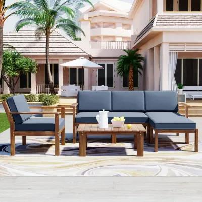 Merax 3 Pieces Outdoor Patio Set with L Shaped Couch