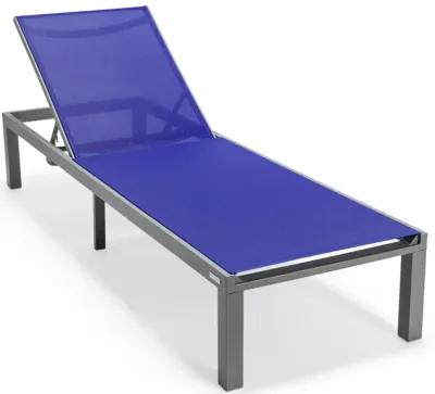 LeisureMod Marlin Patio Chaise Lounge Chair With Grey Aluminum Frame