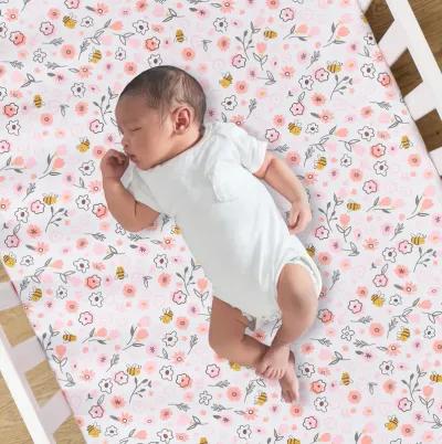 Lambs & Ivy Little Garden 3-Piece Embroidered Floral Baby Crib Bedding Set