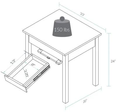 Kennedy End Table with Concealed Drawer, Concealment Furniture