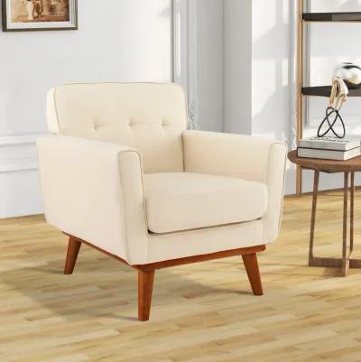 Modern Accent Chair Upholstered Linen Fabric Armchair with Removable Padded Seat Cushion