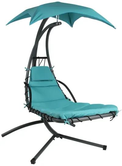 Hivvago Teal Single Person Sturdy Modern Chaise Lounger Hammock Chair Porch Swing