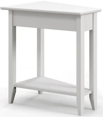 Hivvago 2-Tier Wedge Narrow End Table with Storage Shelf and Solid Wood Legs