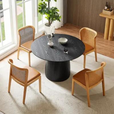 47" Small Space Black Dining Table for Living Room or Kitchen