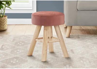 Monarch Specialties I 9007 Ottoman, Pouf, Footrest, Foot Stool, 12" Round, Velvet, Wood Legs, Contemporary, Modern