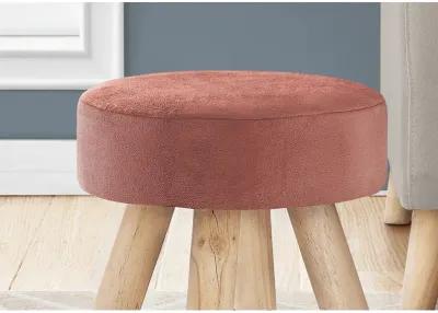 Monarch Specialties I 9007 Ottoman, Pouf, Footrest, Foot Stool, 12" Round, Velvet, Wood Legs, Contemporary, Modern