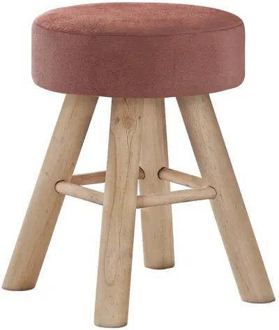 Monarch Specialties I 9007 Ottoman, Pouf, Footrest, Foot Stool, 12" Round, Velvet, Wood Legs, Contemporary, Modern