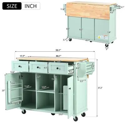 Merax Home Kitchen Island with Drop-Leaf