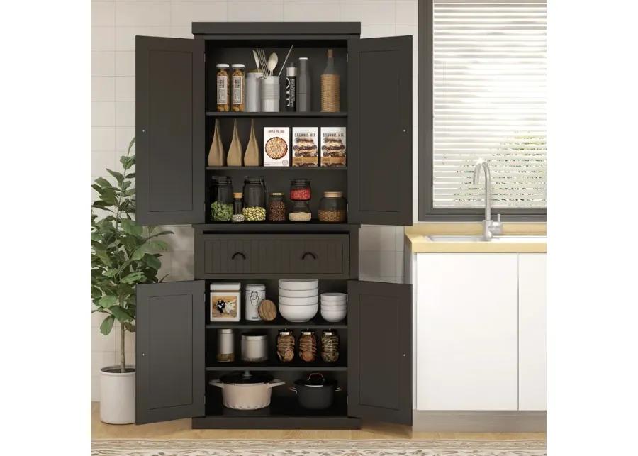 HOMCOM 72� Tall Colonial Style Free Standing Kitchen Pantry Storage Cabinet