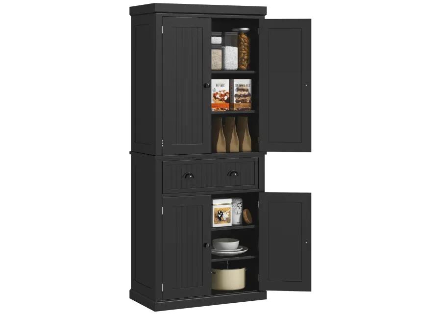 HOMCOM 72� Tall Colonial Style Free Standing Kitchen Pantry Storage Cabinet