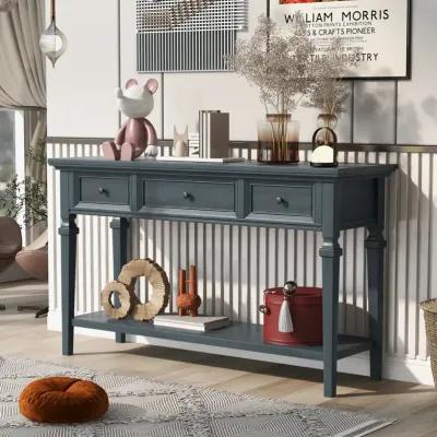 Classic Retro Style Console Table With Three Top Drawers And Open Style Bottom Shelf