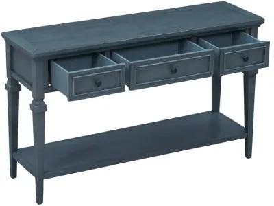 Classic Retro Style Console Table With Three Top Drawers And Open Style Bottom Shelf