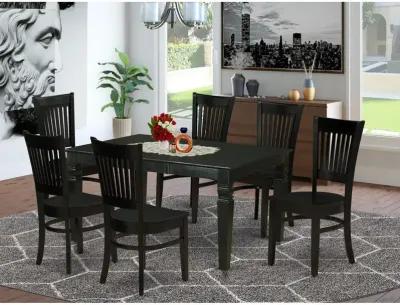 East West Furniture Dining Table- Table Leg Dining Chairs, WEVA7-BLK-W