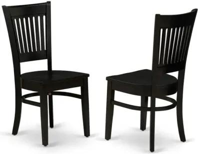 East West Furniture Dining Table- Table Leg Dining Chairs, WEVA7-BLK-W