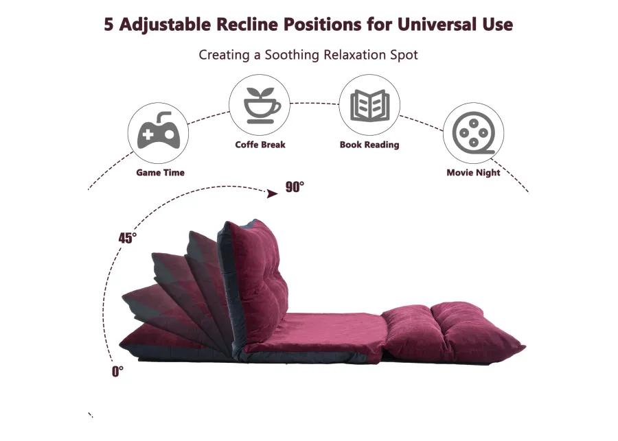 Lazy Sofa Adjustable Folding Futon Sofa Video Gaming Sofa With Two Pillows