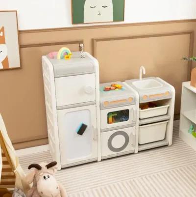 Hivvago Multipurpose Toy Chest and Bookshelf with Magnetic Whiteboard-Gray