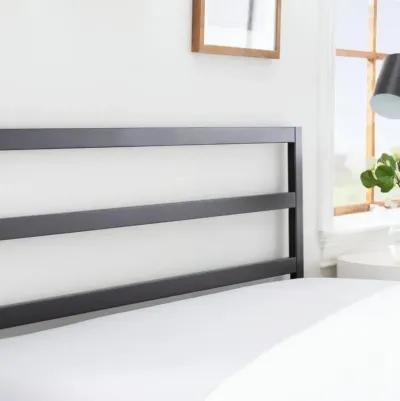 Modern Slatted Headboard in Matte Black Metal Finish