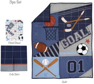 Lambs & Ivy Baby Sports 3-Piece Football/Basketball Baby Crib Bedding Set