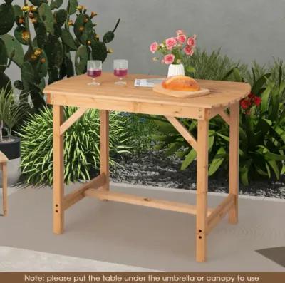 Hivvago Outdoor Fir Wood Dining Table with 1.5 Inch Umbrella Hole