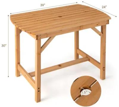 Hivvago Outdoor Fir Wood Dining Table with 1.5 Inch Umbrella Hole