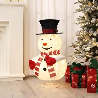 LuxenHome Snowman Lighted Globe 30-Inch Tall Indoor and Outdoor Holiday Decoration