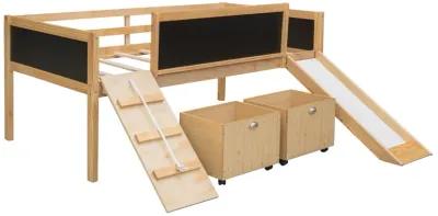 Merax Loft Bed with 2 Storage Boxes