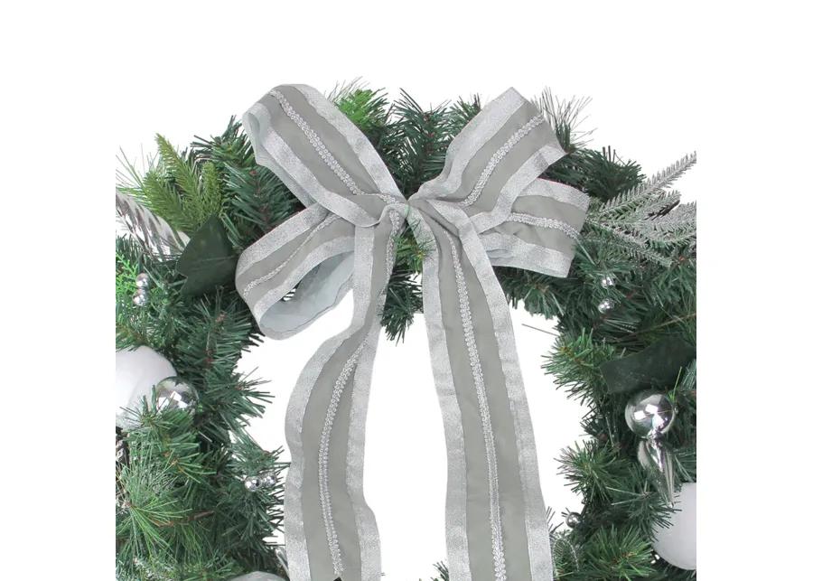 Bow and Pine Cone Artificial Christmas Wreath - 24-Inch  Unlit