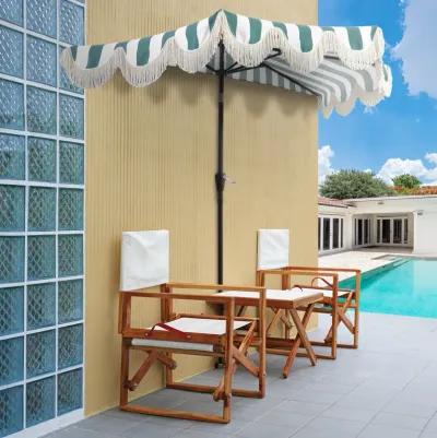 Beverly Designer Classic Scalloped Fringe Half Market Patio Umbrella with Crank, Push Button Tilt and UV Protection