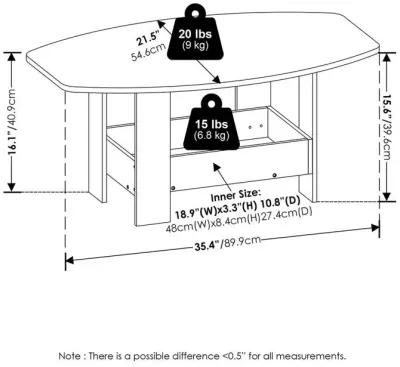 Simple Design Coffee Table with Storage Compartment, Espresso