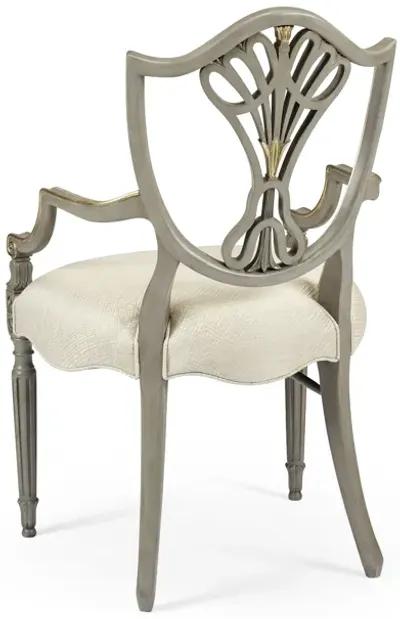 Grey & Gilded Dining Armchair