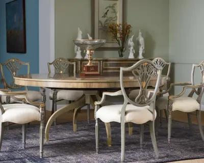 Grey & Gilded Dining Armchair