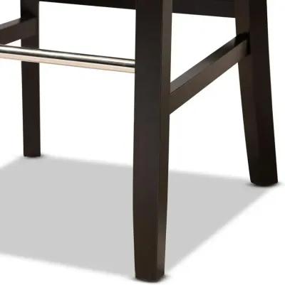 Dark Brown Finished Wood 2-Piece Bar Stool Set