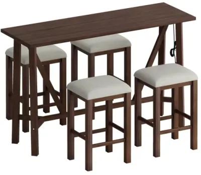 5-Piece Dining Set with Power Outlets