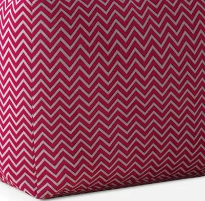 Homezia 17" Pink Chevron Pouf Ottoman