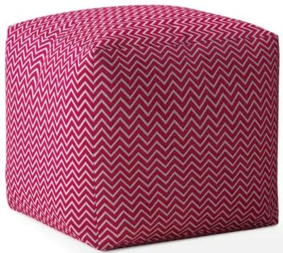 Homezia 17" Pink Chevron Pouf Ottoman