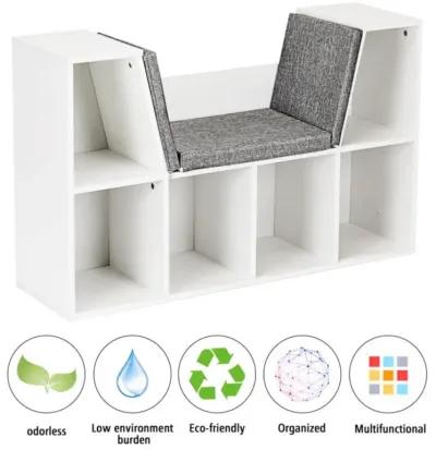 Hivvago 6-Cubby Kid Storage Bookcase Cushioned Reading Nook