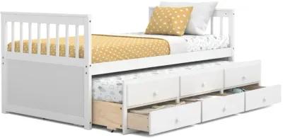 Twin Captain's Bed with Trundle and 3 Storage Drawers