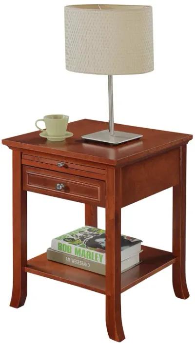 Convenience Concepts American Heritage Logan 1 Drawer End Table with Pull-Out Shelf, Mahogany