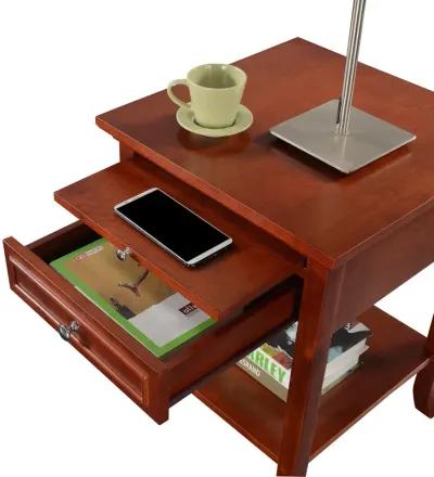 Convenience Concepts American Heritage Logan 1 Drawer End Table with Pull-Out Shelf, Mahogany