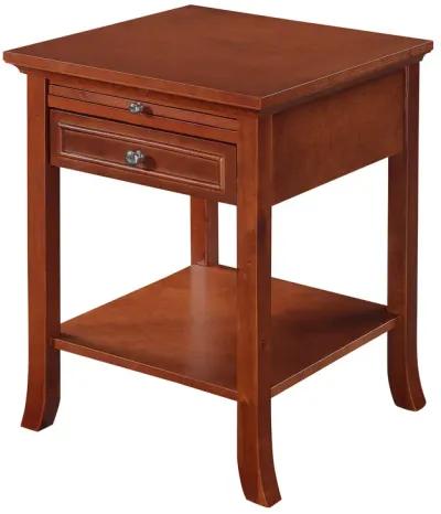 Convenience Concepts American Heritage Logan 1 Drawer End Table with Pull-Out Shelf, Mahogany