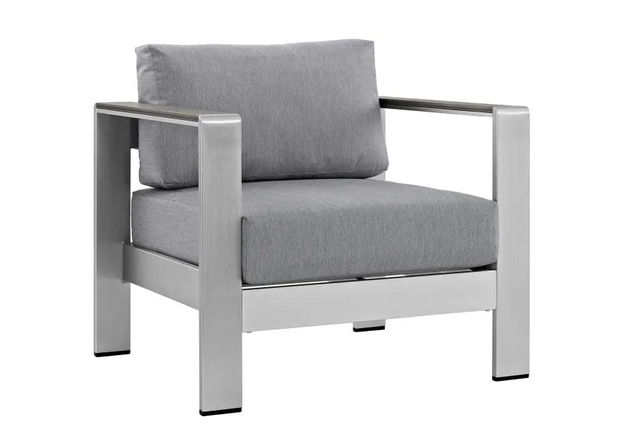 Shore 7 Piece Outdoor Patio Aluminum Sectional Sofa Set - Silver Gray