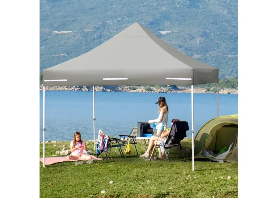 10 x 10 Feet Pop-up Gazebo with 5 Removable Zippered Sidewalls and Extended Awning