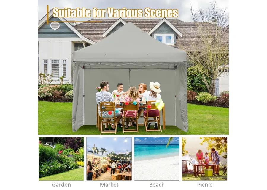 10 x 10 Feet Pop-up Gazebo with 5 Removable Zippered Sidewalls and Extended Awning