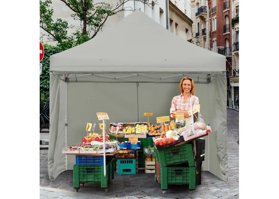 10 x 10 Feet Pop-up Gazebo with 5 Removable Zippered Sidewalls and Extended Awning