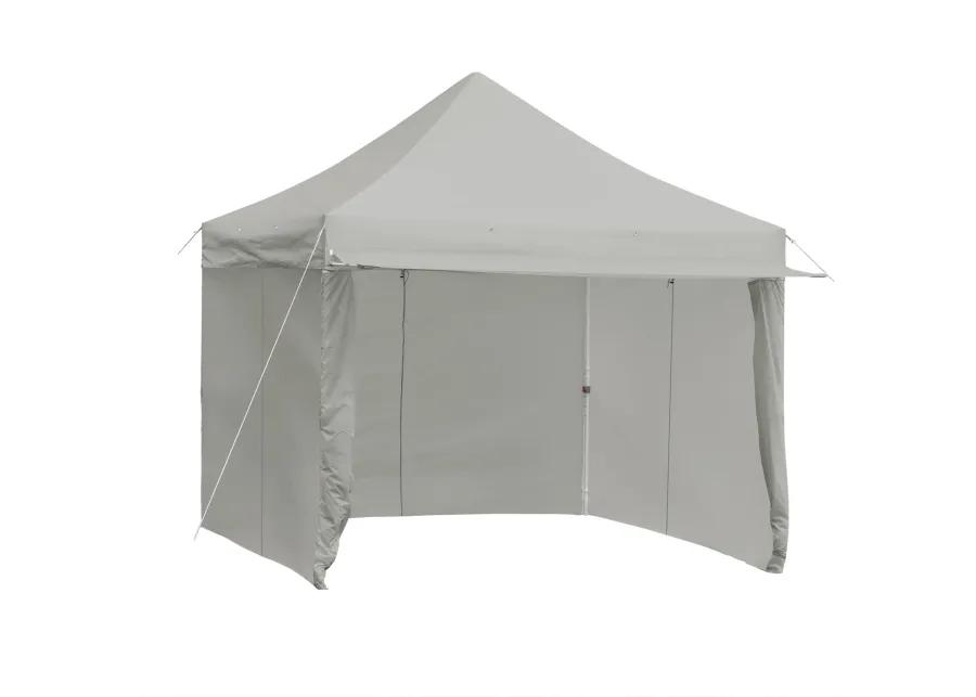 10 x 10 Feet Pop-up Gazebo with 5 Removable Zippered Sidewalls and Extended Awning