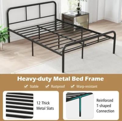 Hivvago Full Bed Frame with Headboard and Footboard No Box Spring Needed