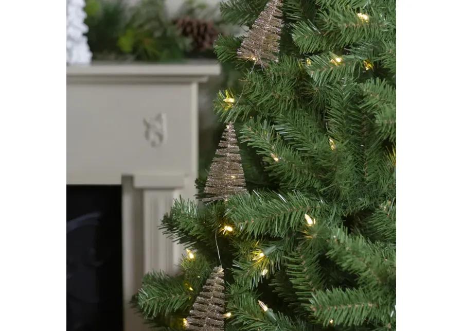 6.75' LED Lighted B/O Gold Mini Sisal Tree Christmas Garland - Warm White Lights