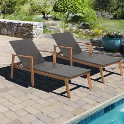 Patio Rattan Lounge Chair with 4-Position Adjustable Backrest