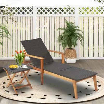 Patio Rattan Lounge Chair with 4-Position Adjustable Backrest