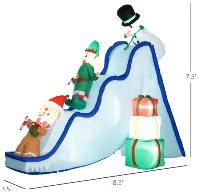 HOMCOM 8.5FT Long Christmas Inflatable Snowman Elf and Gingerbread Man